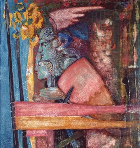 Rycerz i jego dama, 1859 (wc i bodycolor na papierze welinowym) autorstwa Edward Burne Jones
